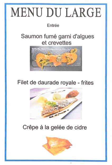 Menu du Large Restaurant Bigouden Blues