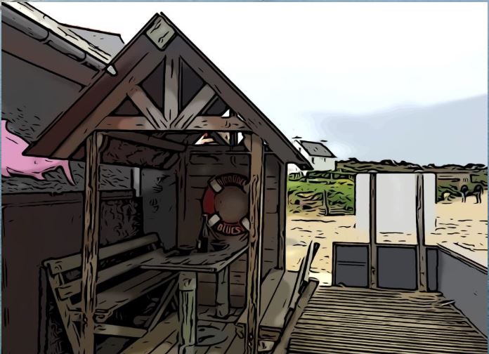 En famille dans la cabane du restaurant Bigouden Blues à Pleubian